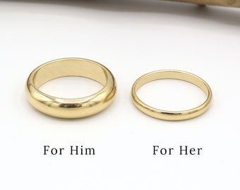 Couple Ring Set, Gold Couple Rings, His Her Promise Ring For Couple, Matching Wedding Band, Wedding Ring Set, Couple Gift |