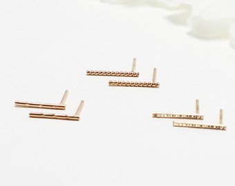 Vertical Gold Bar Earrings, 10mm , Minimalist Earrings, Thin Bar Stud Earrings, Simple Dainty Line Earrings, Staple Studs | Accent Studs