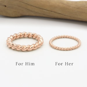 Couple Ring Set, Rose Gold Couple Rings, His Her Promise Ring For Couple, Matching Wedding Band, Wedding Ring Set, Couple Gift |
