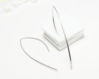 Minimalist Earrings, Silver Open Hoop Earrings, Modern Arc Threader Earrings, Delicate Dainty Simple Wishbone Earrings | Harmony Earrings