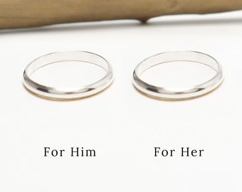 Promise Ring For Couple, Silver Couple Ring, Silver Ring Set, 2.5mm, Couple Matching Ring, Dainty Wedding Band Rings, .925 | Eternal Rings