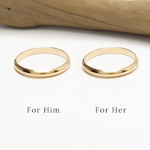 Promise Ring For Couple, Gold Couple Ring, Gold Ring Set, 2.5mm, Couple Matching Ring, Dainty Wedding Band Rings, 14K Gold | Eternal Rings