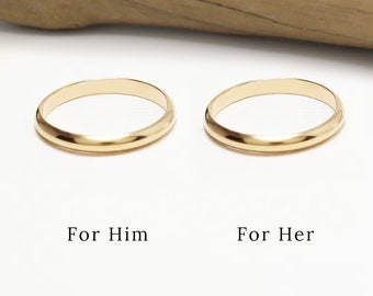 Promise Ring For Couple, Gold Couple Ring, Gold Ring Set, 2.5mm, Couple Matching Ring, Dainty Wedding Band Rings, 14K Gold | Eternal Rings