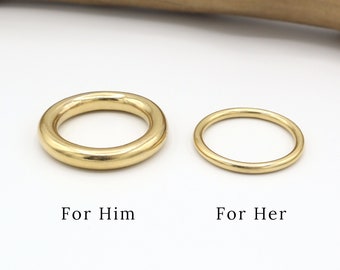 Couple Ring Set (4mm, 2mm), Gold Couple Rings, His Her Promise Ring For Couple, Matching Wedding Band, Wedding Ring Set, Couple Gift |