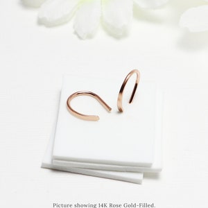 rose gold earrings, minimalist earrings, small hoop earring, small earring, rose gold open hoop earring, small gold hoops | 7thHeaven Hoops