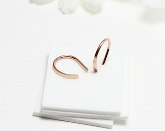 Rose Gold Earrings, Minimalist Earrings, Rose Gold Open Hoop Earrings, Small Horseshoe Earrings, Bridesmaid Gift | 7thHeaven Hoops