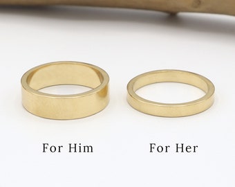 Couple Ring Set, Gold Couple Rings, His Her Promise Ring For Couple, Matching Wedding Band, Wedding Ring Set, Couple Gift |