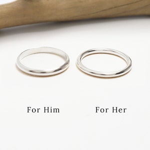 Silver Ring Set For Couple, 2mm, 2.5mm, Promise Rings For Couple, Engagement Rings, Dainty Wedding Band Ring, His & Her Rings |Eternal Rings