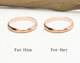 Promise Ring For Couple, Rose Gold Couple Ring, Rose Gold Ring Set, 2.5mm, Couple Matching Ring, Dainty Wedding Band Rings | Eternal Rings