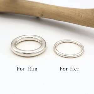 Couple Ring Set (4mm, 2mm), Sterling Silver Couple Rings, His Her Promise Ring For Couple, Matching Wedding Band, Wedding Ring Set Gift