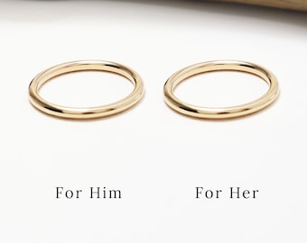 Matching Couple Ring, Gold Ring Set, 2mm, Silver Couple Ring, Promise Rings, Dainty Wedding Band Ring, His & Her Rings, 14K | Eternal Rings