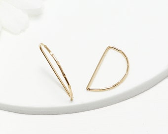 Half Moon Hoop Earrings, Half Hoop Earrings, Half Circle Earrings, Dainty Minimalist Earrings, 14K Gold Filled, Jewelry Gift | Selene Hoops