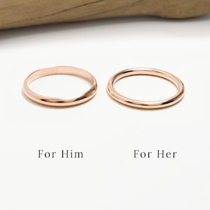 Rose Gold Ring Set For Couple, 2mm, 2.5mm, Promise Rings Couple, Engagement Rings, Dainty Wedding Band Ring, His & Her Rings | Eternal Rings