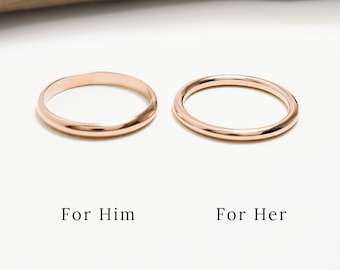 Rosegold Ring-Set für Paar, 2 mm, 2,5 mm, Versprechen Ringe Paar, Verlobungsringe, zierliche Ehering Ring, seine & ihre Ringe | Ewige Ringe