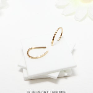Horseshoe Earrings, Small Gold Hoop Earrings, Tiny Minimalist Gold Open Hoop Earrings, Line Hammered, Dainty Small Gift | 7thHeaven Hoops