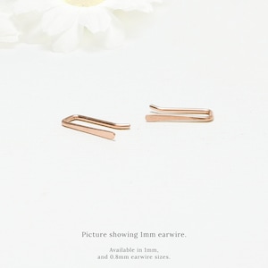 Minimalist Earrings, Rose Gold Ear Climber, Ear Crawler Earrings, Bar Ear Pins, Small Ear Sweep. Line Arc Threader | Accent Climber