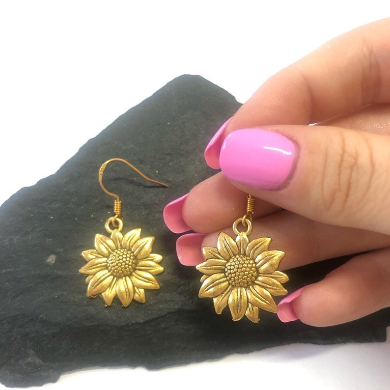 Handmade Gold Sunflower Necklace Earringsgoldplated Jewellery Etsy UK