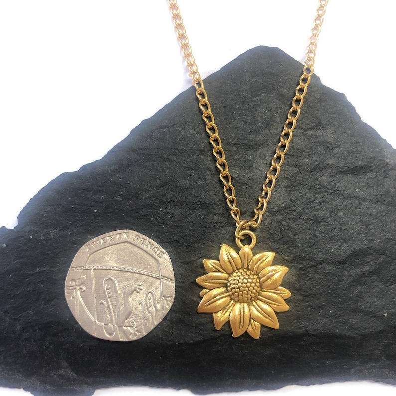 Handmade Gold Sunflower Necklace Gold Plated Jewellery Gift Etsy