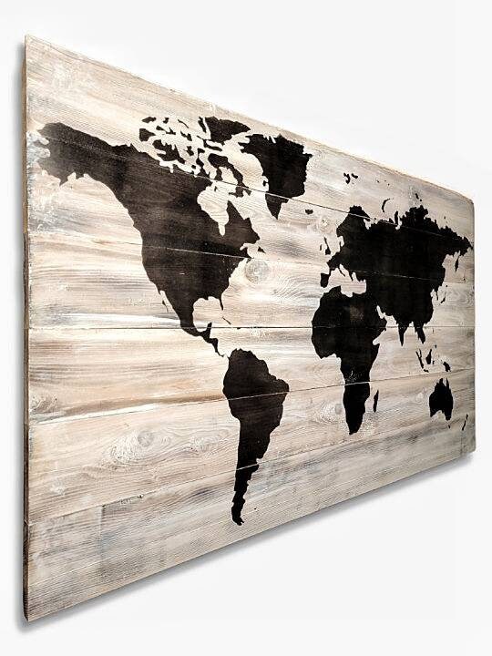 White Wood Map Shabby Chic Rustic Wall Art Wall Decor Etsy Canada