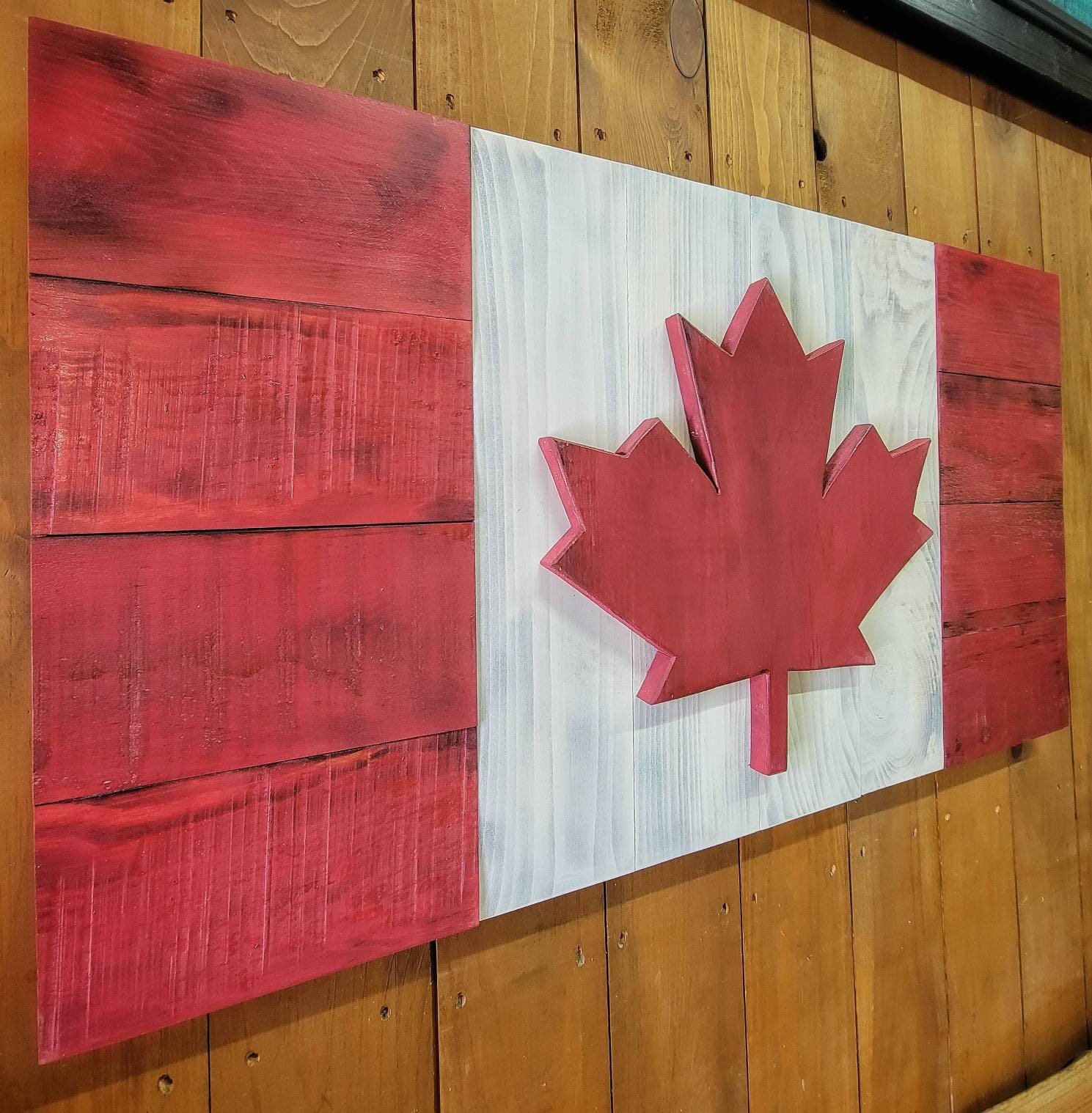 Handcrafted Wooden Canadian Flag | Flag of Canada | Canadian Wood Flag ...