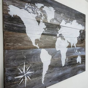 Industrial 2.0 Rustic Wood Map | World Map On Wood | Wood Map | Travel Decor | Wood Art | Wall Art | Farmhouse | Shabby Chic | Gifts