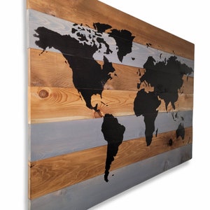 World Map On Wood | Painting| Map Of The World | Wood | Map | Wanderlust | Travel Gift | Wall Art | Wooden Planks | Wood Wall Hanging | Art