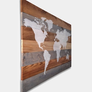 Genuine Wood Map | Adventure Travel | Map | World Map On Wood | Wood Planks | Map Painting | Cartography | Map Of World | Wall Art | Gifts