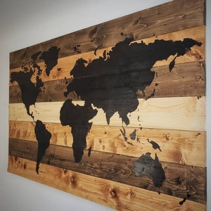 Wood Map Wooden World Map With Background Large Wall Art World Map