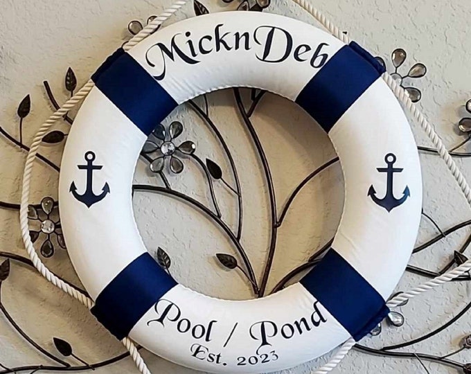 Personalized Nautical Life Ring | Custom Life Ring for Boat or Pool | Nautical Wall Decor