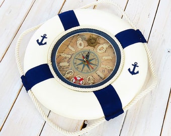 Personalisierte Wanduhr Lebensring - Nautische Wanddekoration - Maritime Wanddekoration - Stranddeko - Küstenwanddekor - Nautische Wandkunst - Nautisch