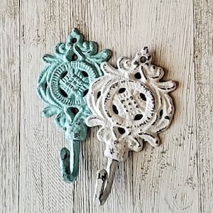 SALE - Cast Iron Wall Hook - Shabby Chic Wall Hook - Choose Color - Vintage Industrial Decor - Entryway Wall Hooks