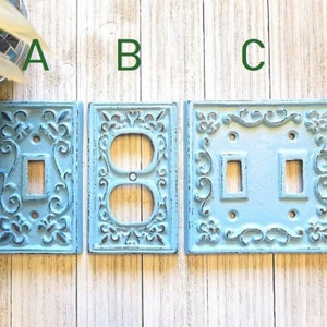 Fleur de Lis Light Switch Plate - Cast Iron Switchplate Cover - Turquoise Nursery Wall Decor - Elegant Light Switch Cover