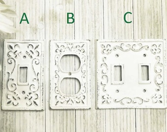 Light Switch Cover, Light Switch Plate, Cast Iron Switch Cover, Farmhouse Kitchen Decor, Cast Iron Light Covers, Fleur De Lis Rustic Decor