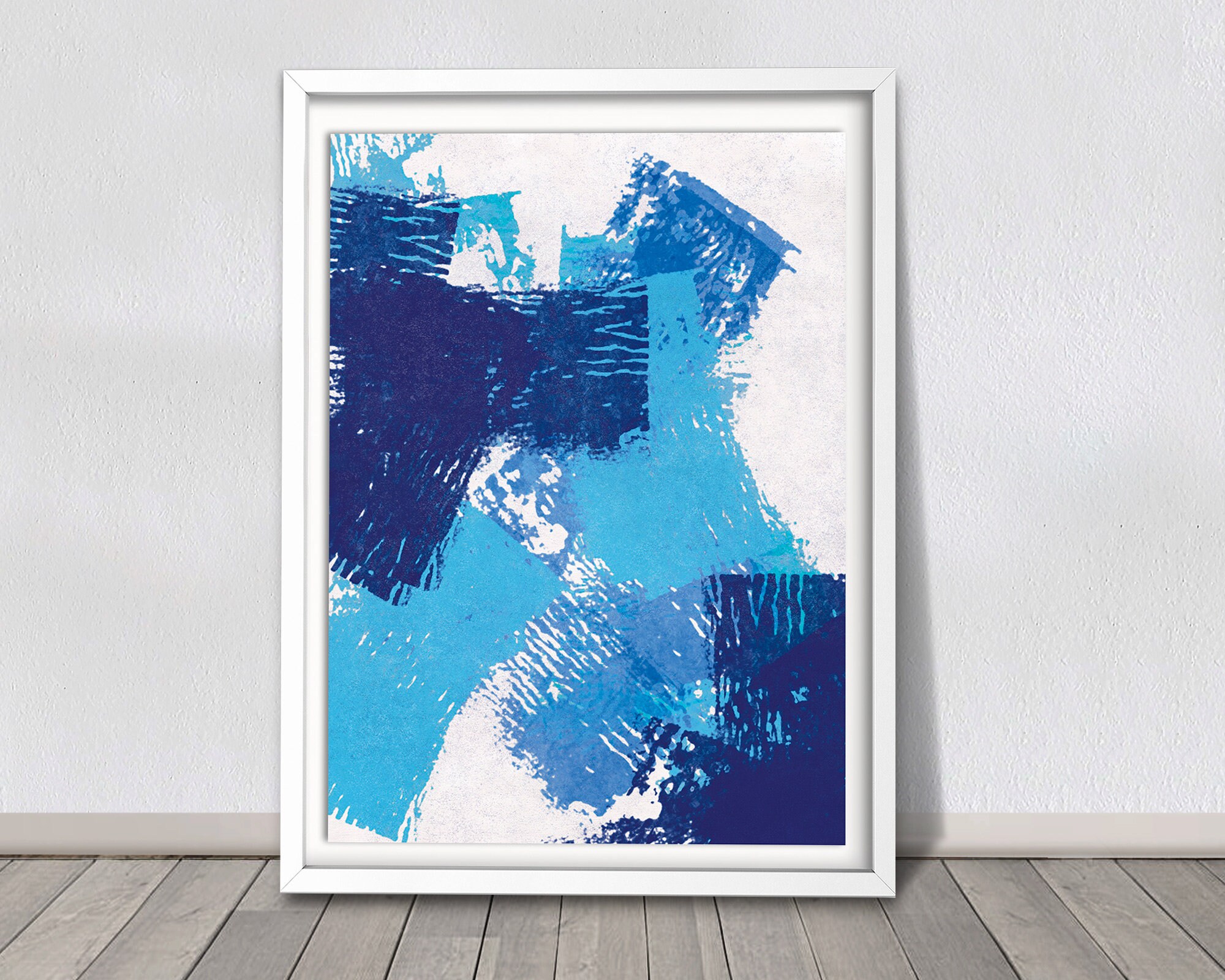 Blue Abstract wall art Mixed media abstract print | Etsy