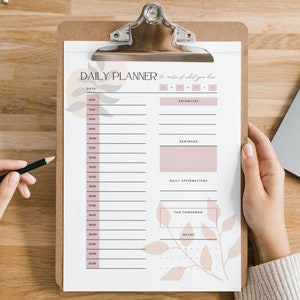 Digital Hourly Daily Planner Schedule Printable Template - - Time Blocking Template - Work Day Schedule - Cute Modern Aesthetic