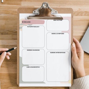 Notes de physiopathologie des étudiants en sciences infirmières - Notes de l'école d'infirmières - Guide d'étude de la carte conceptuelle des troubles à remplir - Modèle imprimable - Examen NCLEX