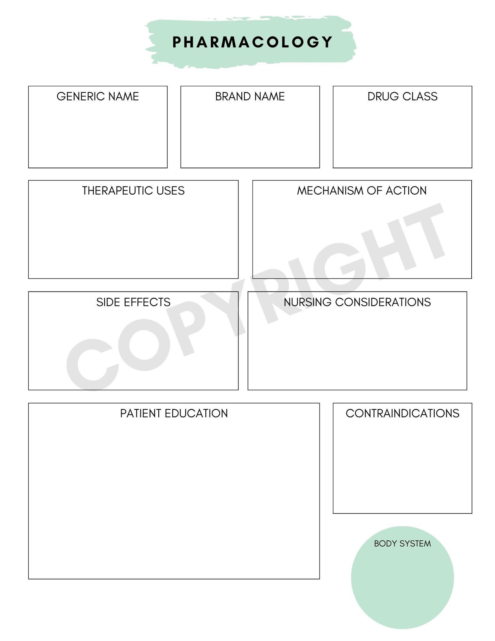 Nursing Student Pharmacology Notes – Fillable Pharmacology Medication ...