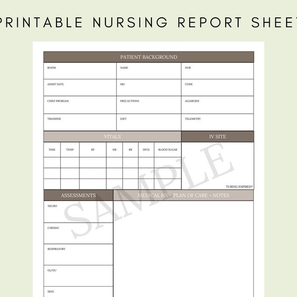 Nurse Report Shift Change - Etsy