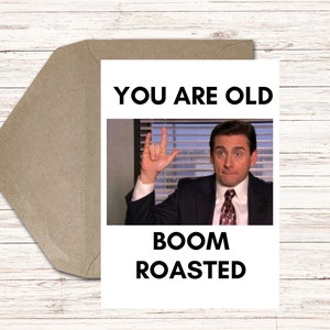Cartão de aniversário engraçado para impressão para esposa, marido, avós, mãe, pai – Cartão para impressão - The Office Michael Scott Old Age – Download digital