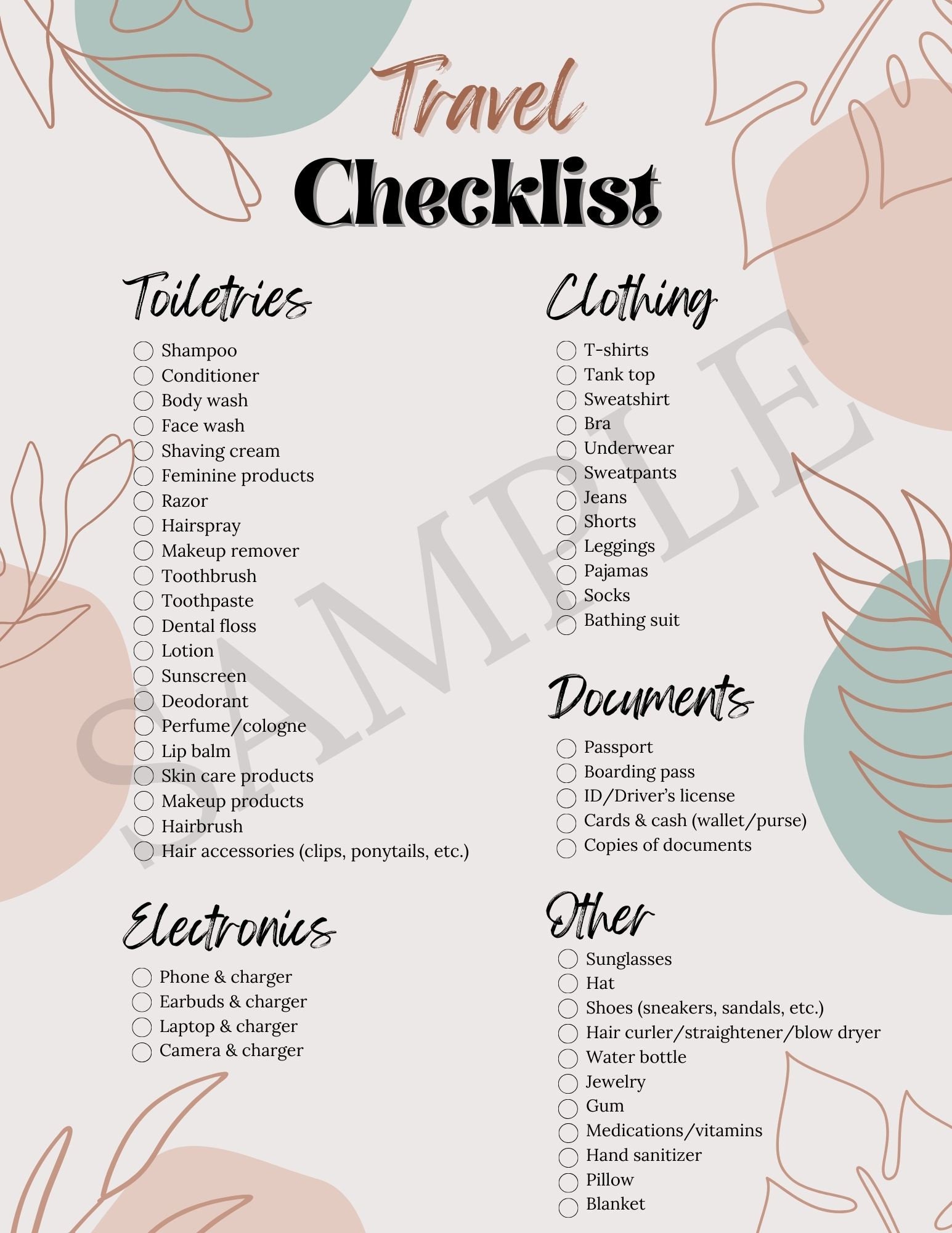 Printable Travel and Vacation Packing Checklist - Ultimate and Complete ...