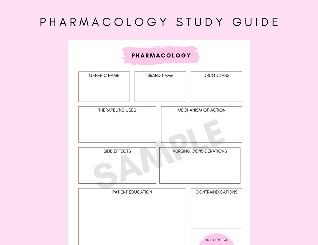 Nursing Student Pharmacology Notes Fillable Pharmacology Medication ...