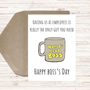 Printable Funny Happy Boss's Day Card Gift for Boss or Supervisor at ...
