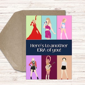 Cartão de aniversário para impressão para fãs de Taylor Swift - Bem-vindo à sua próxima era - Fãs engraçados de Swiftie - Design colorido e legal - Download digital