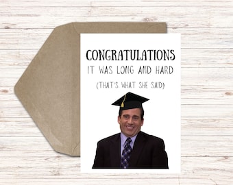 Biglietto di laurea divertente stampabile - Diploma di scuola superiore o di college - Biglietto per laureato - The Office Michael Scott Thats What She Said - Digitale