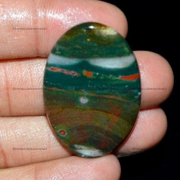 BLOODSTONE A One Quality 100% Natural Bloodstone 70.60 Carat 41X28X6 mm Cabochon Loose Gemstone For Making Jewelry C 131