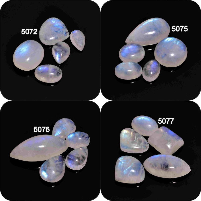 Rainbow Moonstone IMMACULATE AAA Quality 100/% Natural Mix Shape Cabochon Loose Gemstone 5 Pcs Lot Top Quality Moonstone For Pendant Making