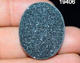 BLACK AGATE DRUZY Gemstone 29.50 Carat 29x23x4 mm C 19406