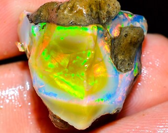 Beautiful Top Grade Quality 100% Natural Welo Fire Ethiopian Opal Fancy Rough Loose Gemstone For Making Jewelry 22.5 Ct. 20X16X15 mm OR-1426