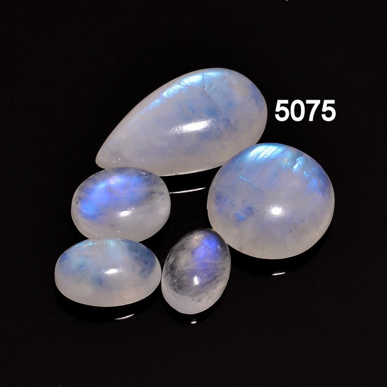 Rainbow Moonstone IMMACULATE AAA Quality 100/% Natural Mix Shape Cabochon Loose Gemstone 5 Pcs Lot Top Quality Moonstone For Pendant Making