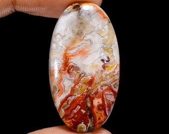 Tempting Top Grade Quality 100% Natural Crazy Lace Agate Oval Shape Cabochon Loose Gemstone For Making Jewelry 38 Ct. 35X19X6 mm B-4873